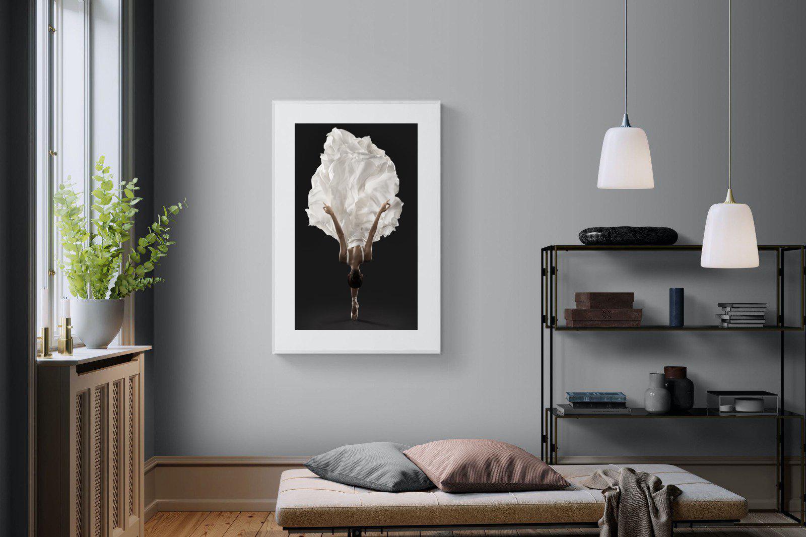 Ballerina Pose-Wall_Art-100 x 150cm-Framed Print-White-Pixalot