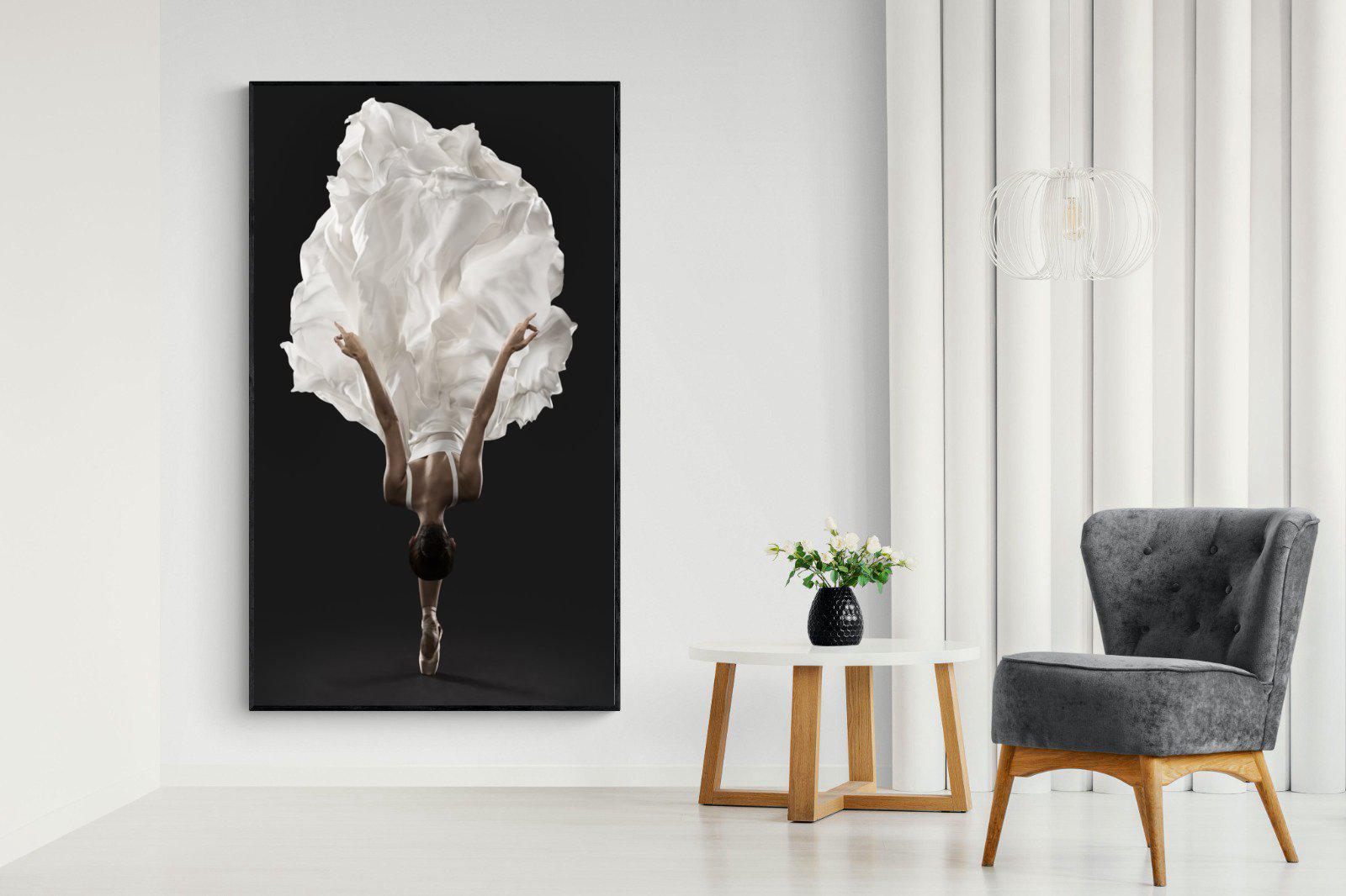 Ballerina Pose-Wall_Art-130 x 220cm-Mounted Canvas-Black-Pixalot