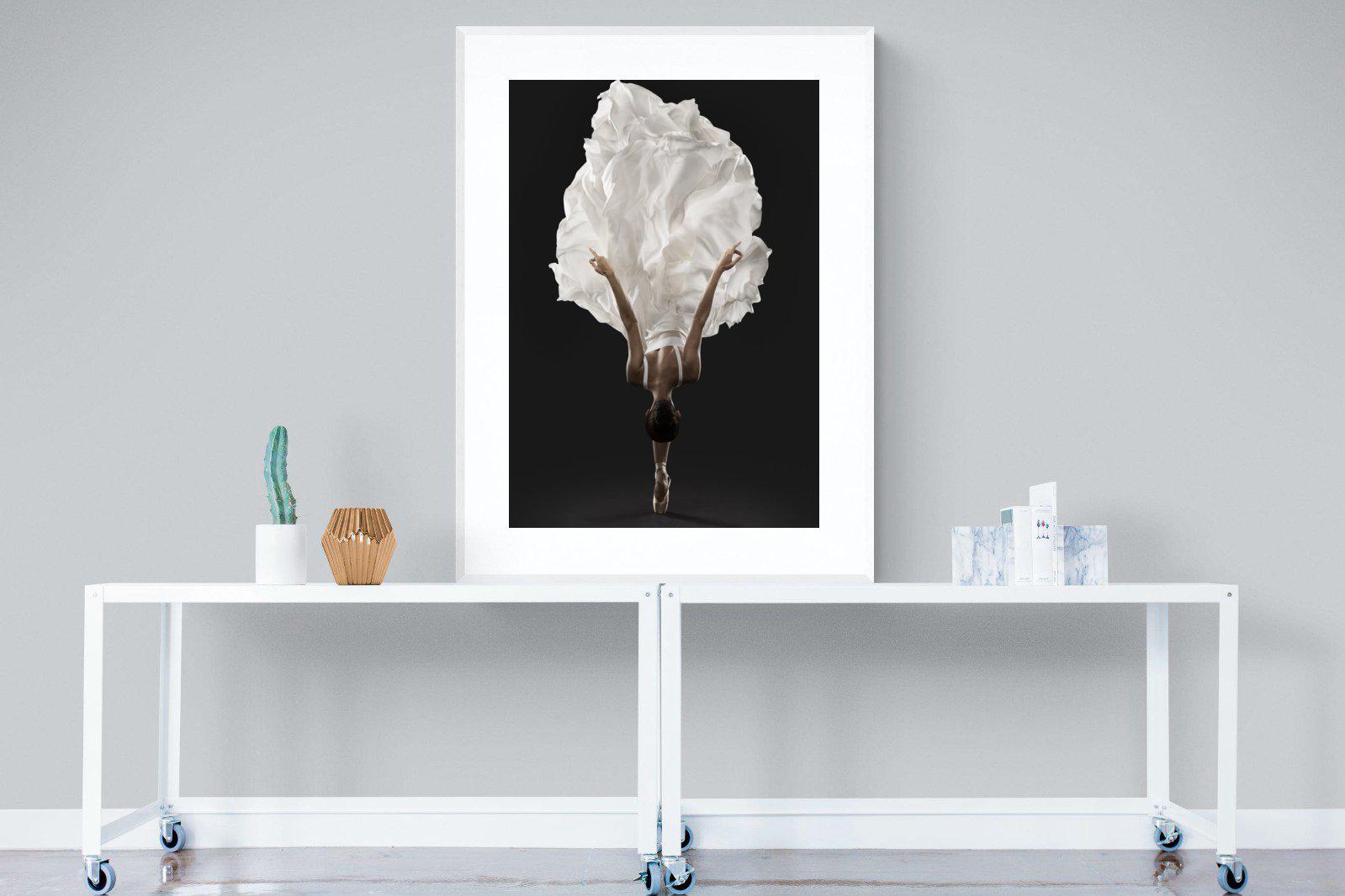 Ballerina Pose-Wall_Art-90 x 120cm-Framed Print-White-Pixalot