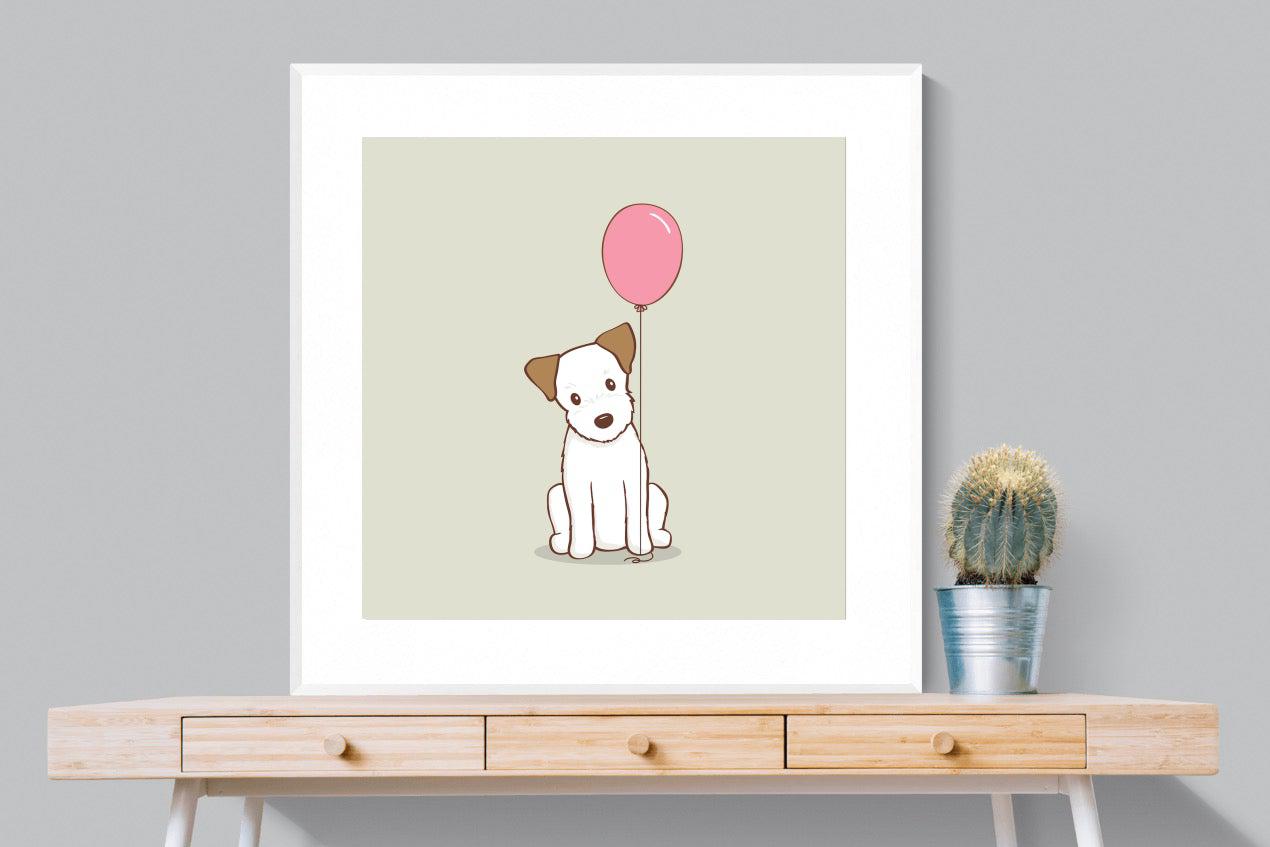 Balloon Pup-Wall_Art-100 x 100cm-Framed Print-White-Pixalot