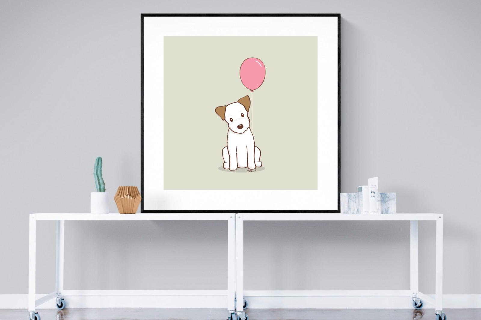Balloon Pup-Wall_Art-120 x 120cm-Framed Print-Black-Pixalot