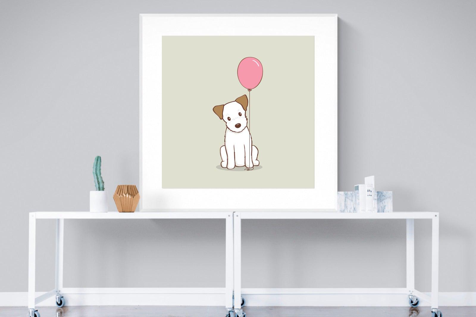 Balloon Pup-Wall_Art-120 x 120cm-Framed Print-White-Pixalot