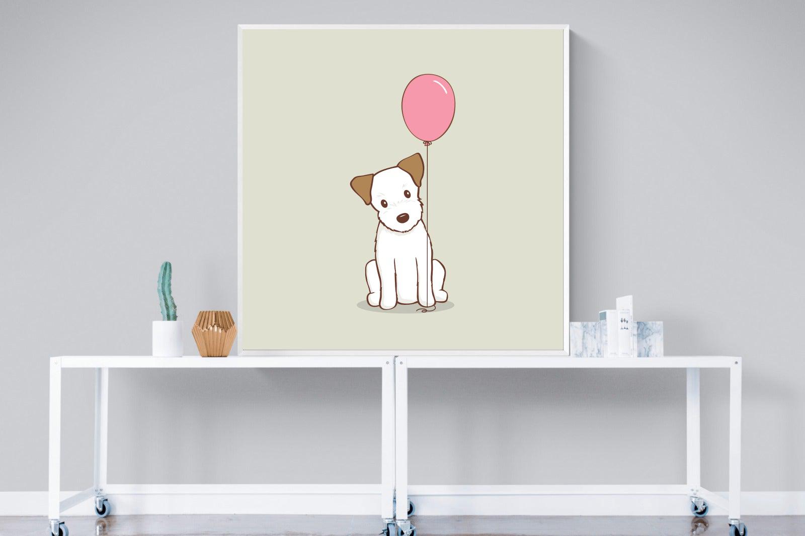 Balloon Pup-Wall_Art-120 x 120cm-Mounted Canvas-White-Pixalot