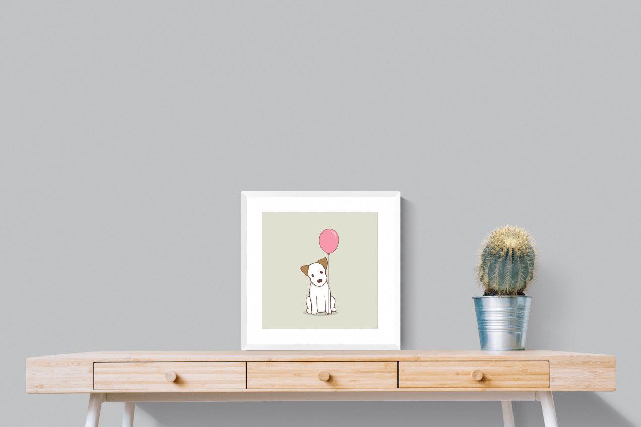 Balloon Pup-Wall_Art-50 x 50cm-Framed Print-White-Pixalot