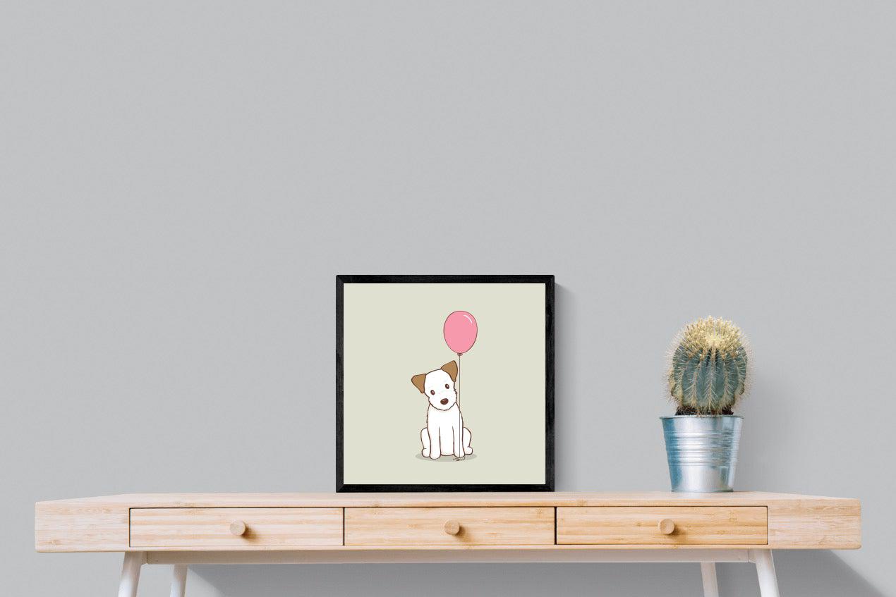 Balloon Pup-Wall_Art-50 x 50cm-Mounted Canvas-Black-Pixalot