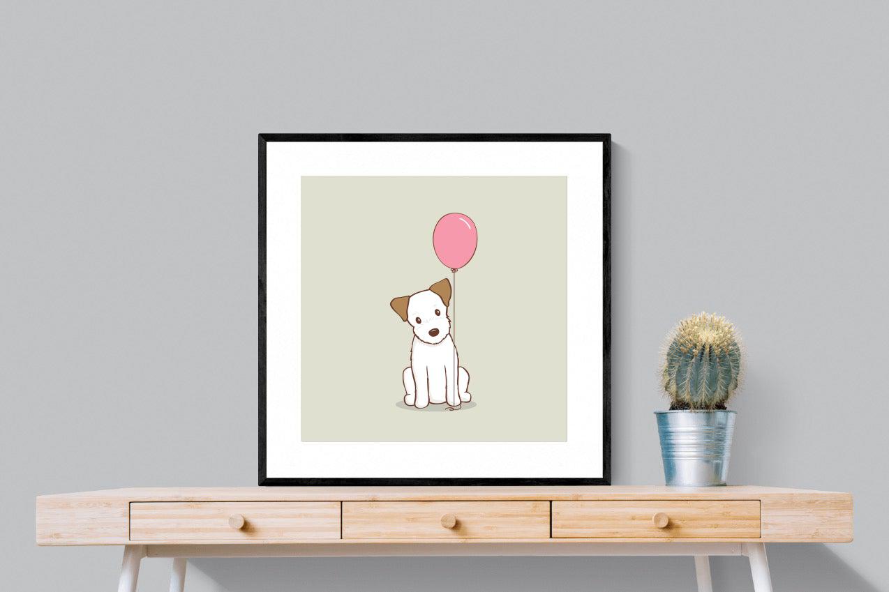 Balloon Pup-Wall_Art-80 x 80cm-Framed Print-Black-Pixalot
