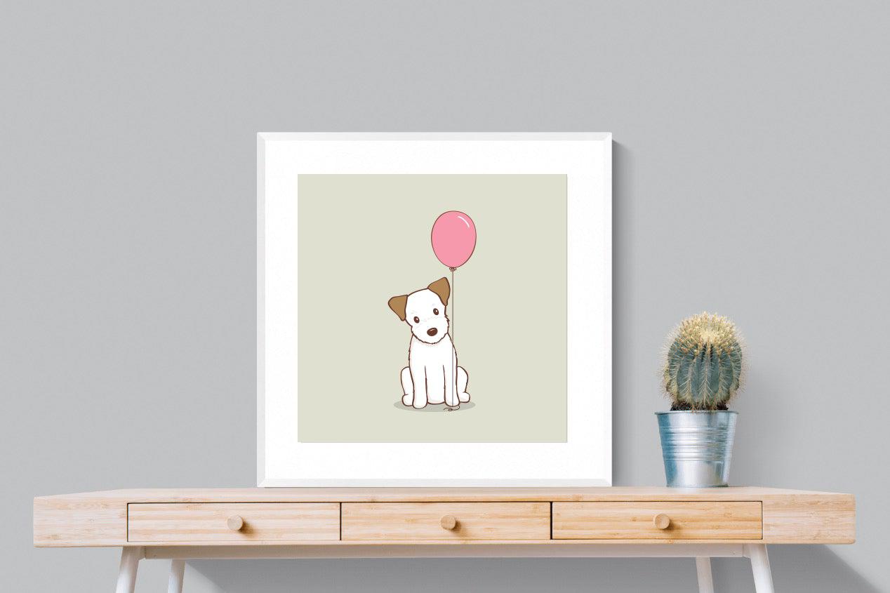 Balloon Pup-Wall_Art-80 x 80cm-Framed Print-White-Pixalot