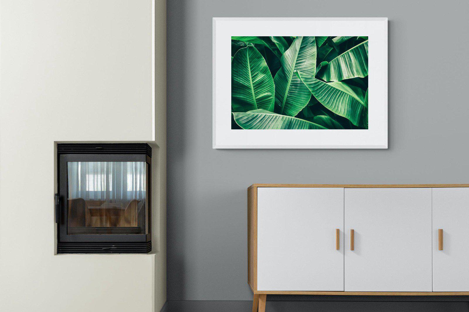 Banana Leaves-Wall_Art-100 x 75cm-Framed Print-White-Pixalot