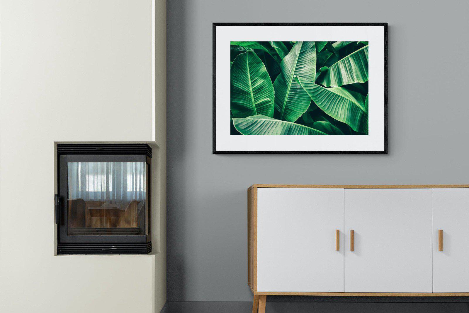 Banana Leaves-Wall_Art-100 x 75cm-Framed Print-Black-Pixalot