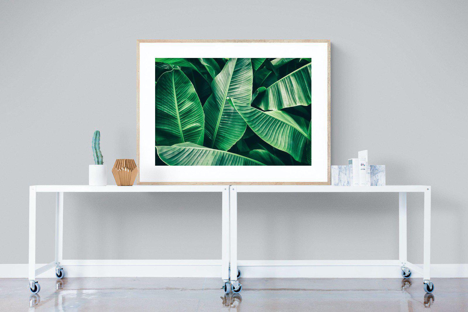 Banana Leaves-Wall_Art-120 x 90cm-Framed Print-Wood-Pixalot