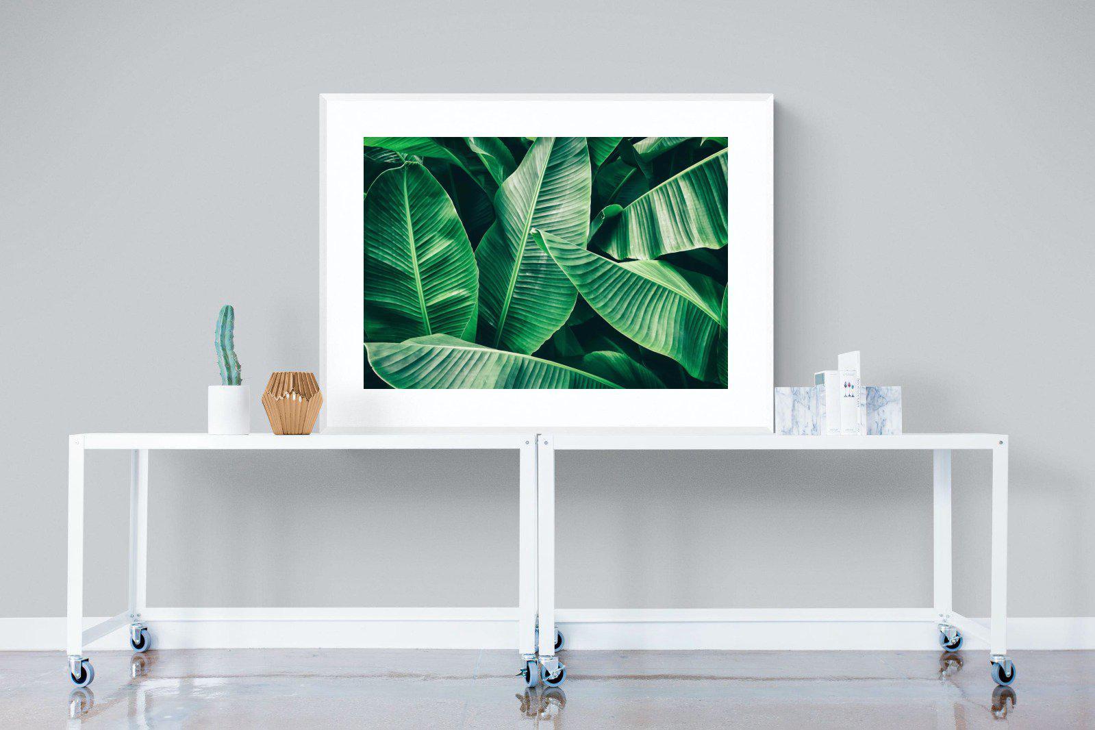 Banana Leaves-Wall_Art-120 x 90cm-Framed Print-White-Pixalot