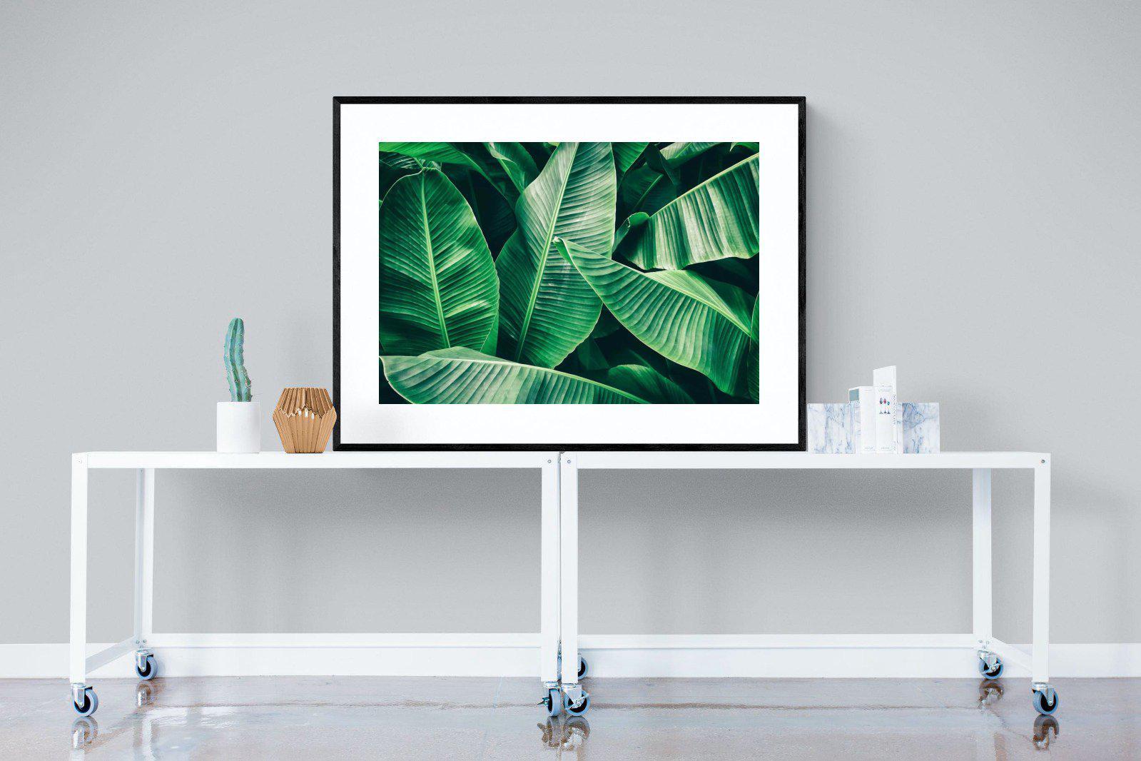 Banana Leaves-Wall_Art-120 x 90cm-Framed Print-Black-Pixalot