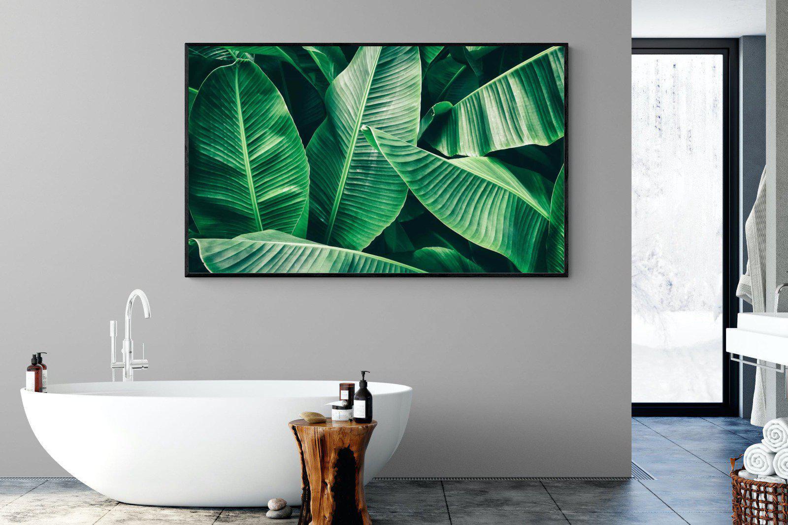 Banana Leaves-Wall_Art-180 x 110cm-Mounted Canvas-Black-Pixalot
