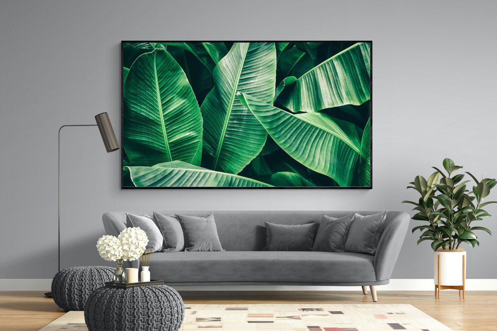 Banana Leaves-Wall_Art-220 x 130cm-Mounted Canvas-Black-Pixalot