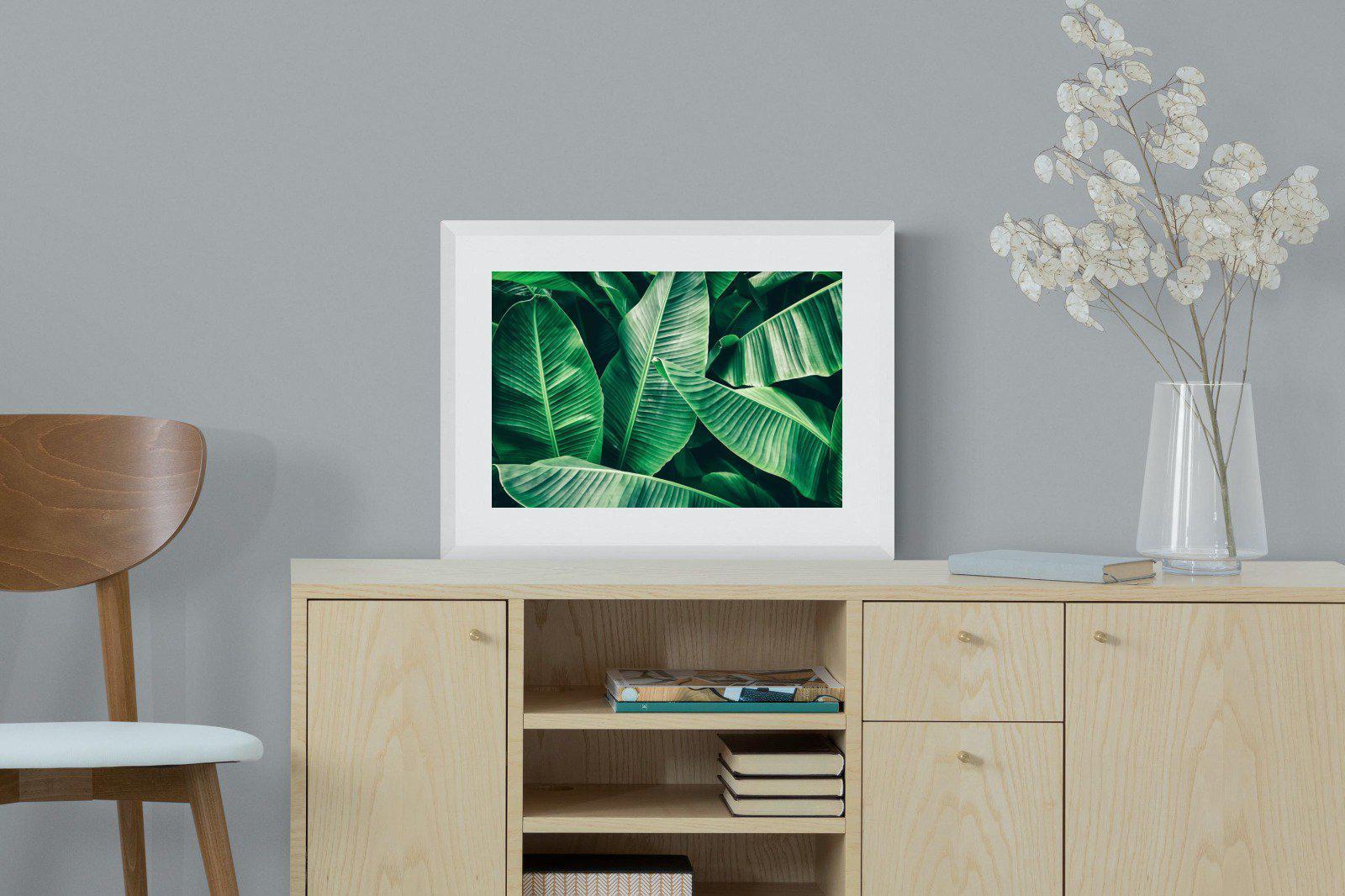 Banana Leaves-Wall_Art-60 x 45cm-Framed Print-White-Pixalot