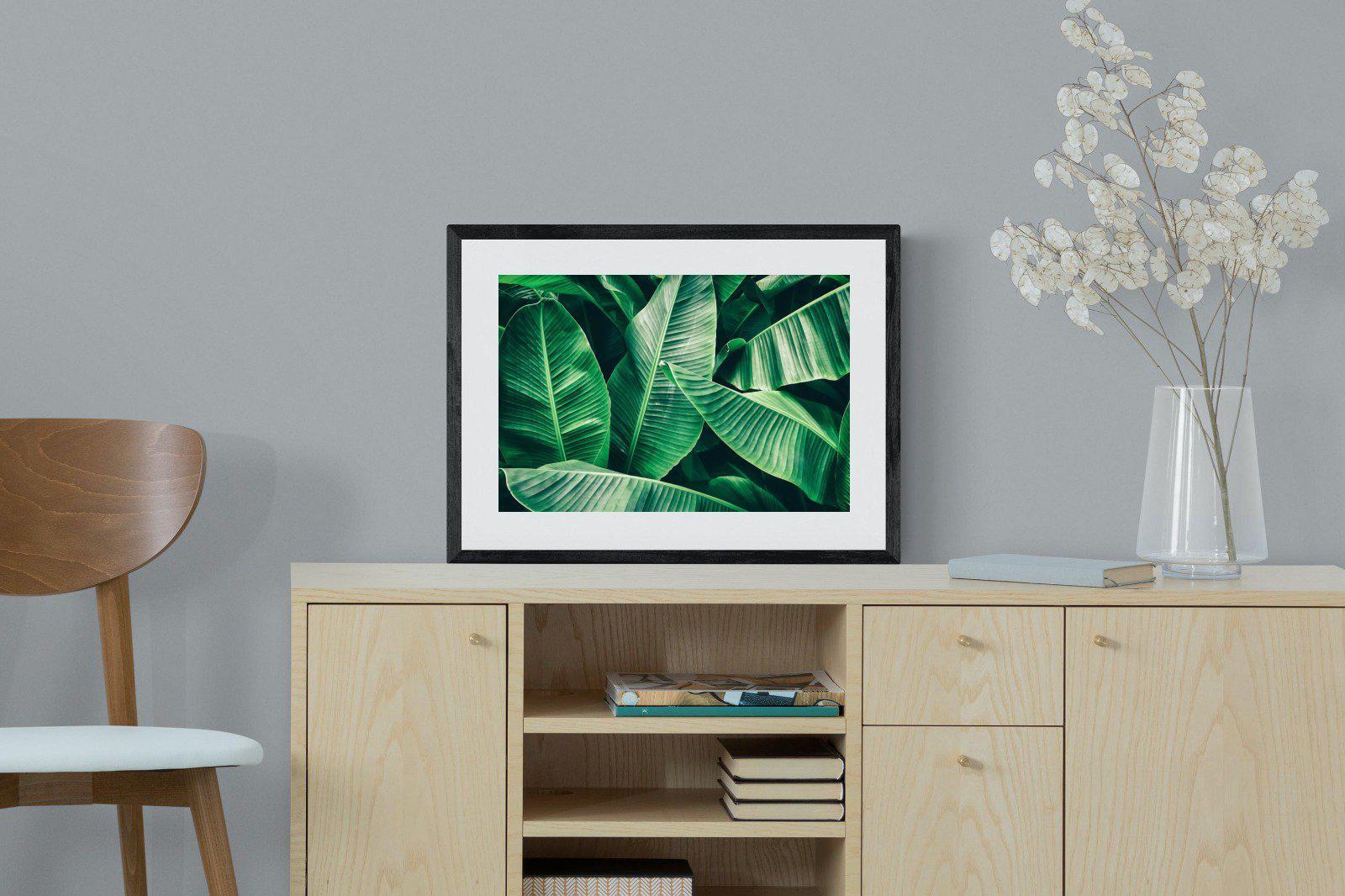 Banana Leaves-Wall_Art-60 x 45cm-Framed Print-Black-Pixalot