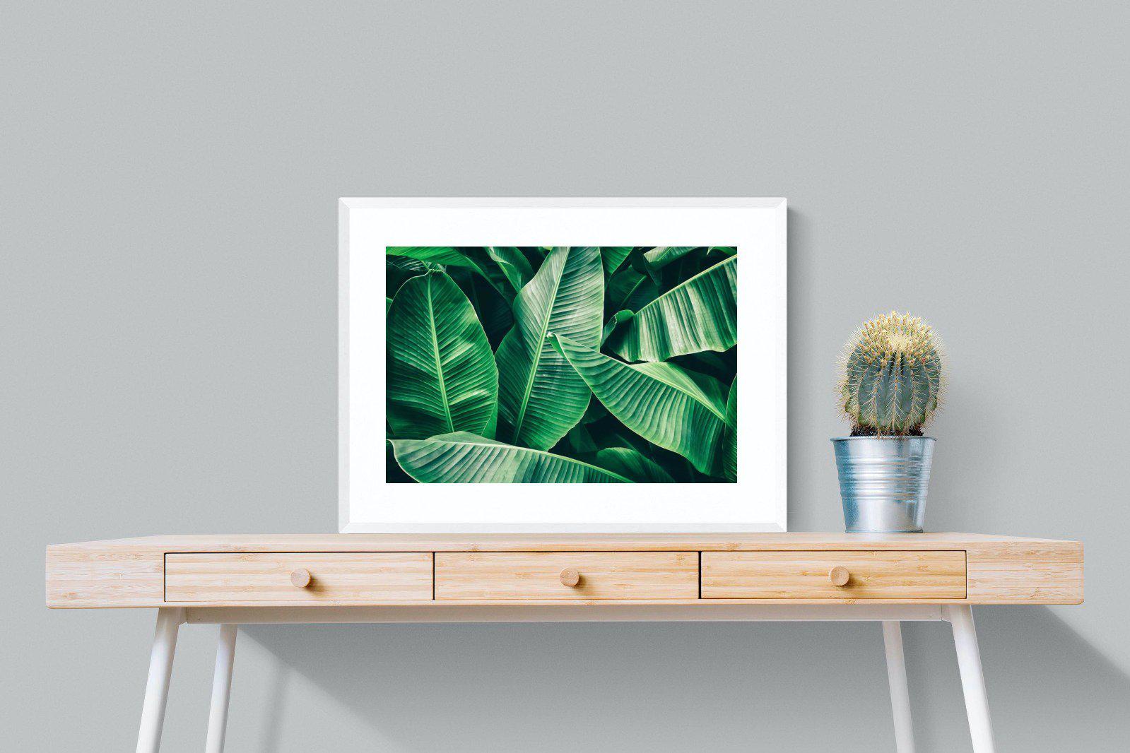 Banana Leaves-Wall_Art-80 x 60cm-Framed Print-White-Pixalot