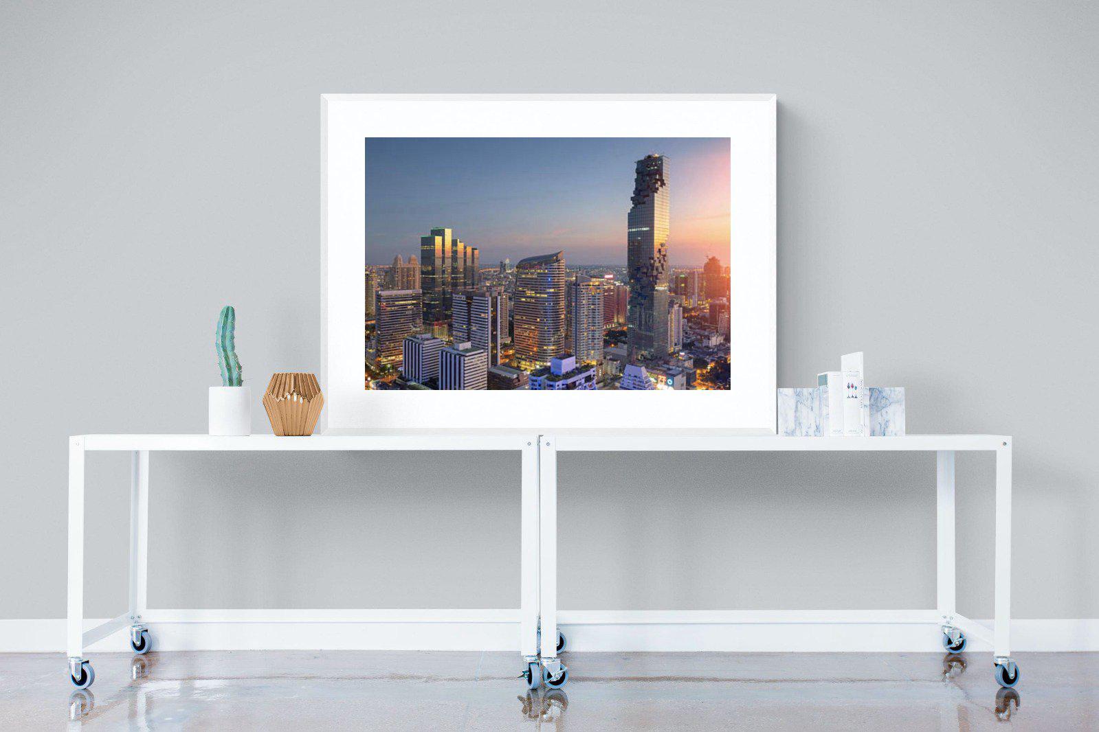 Bangkok City-Wall_Art-120 x 90cm-Framed Print-White-Pixalot