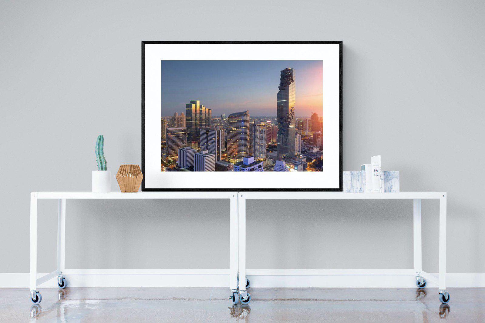 Bangkok City-Wall_Art-120 x 90cm-Framed Print-Black-Pixalot