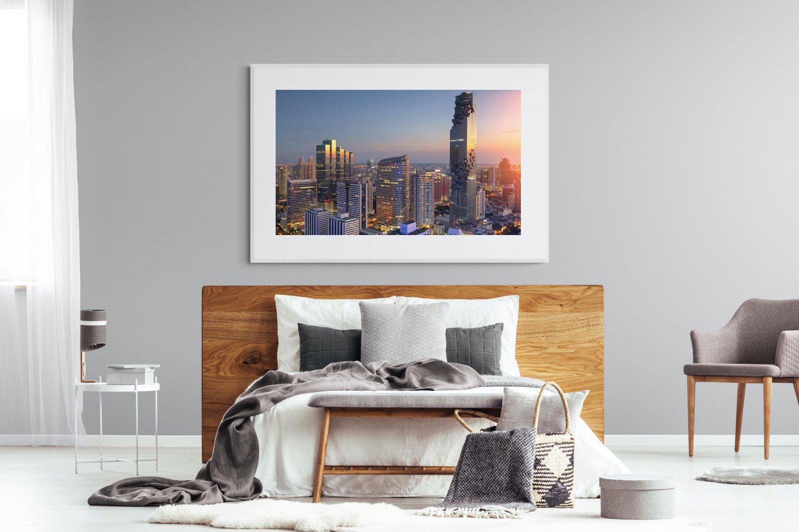 Bangkok City-Wall_Art-150 x 100cm-Framed Print-White-Pixalot