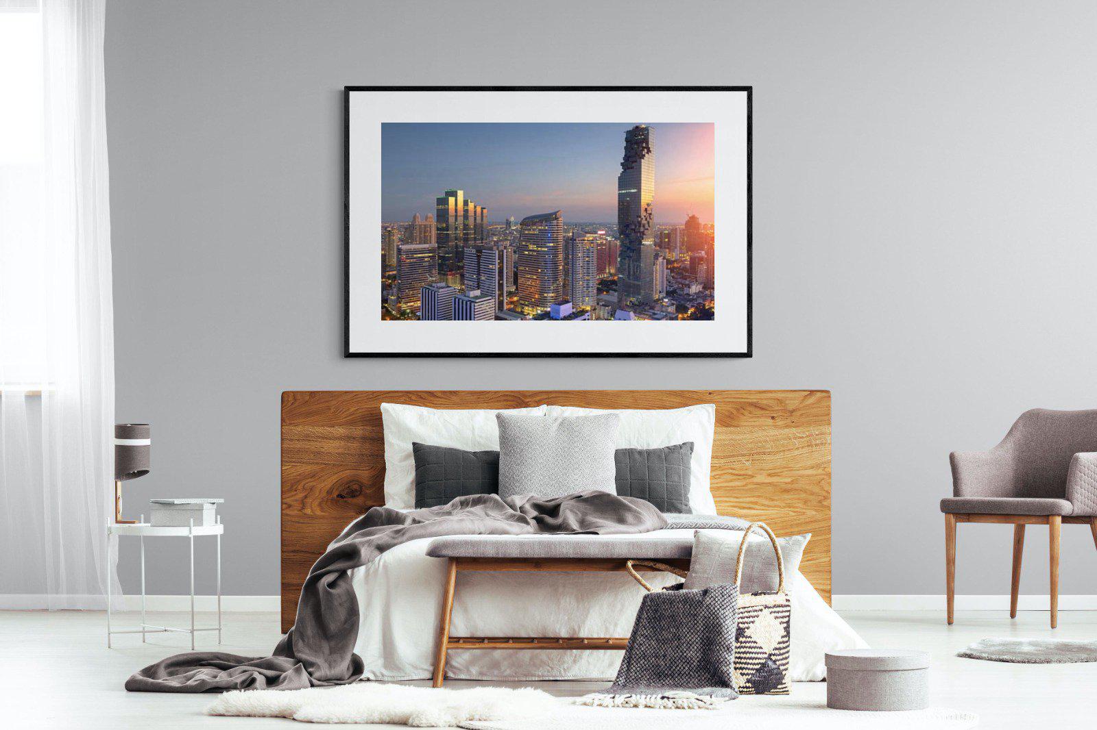 Bangkok City-Wall_Art-150 x 100cm-Framed Print-Black-Pixalot