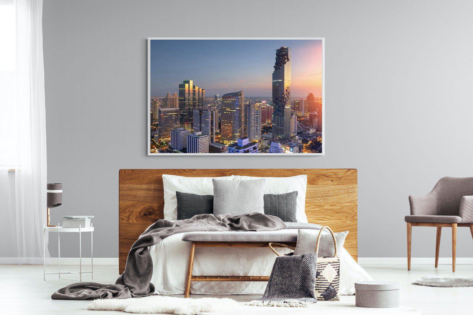 Bangkok City-Wall_Art-150 x 100cm-Mounted Canvas-White-Pixalot