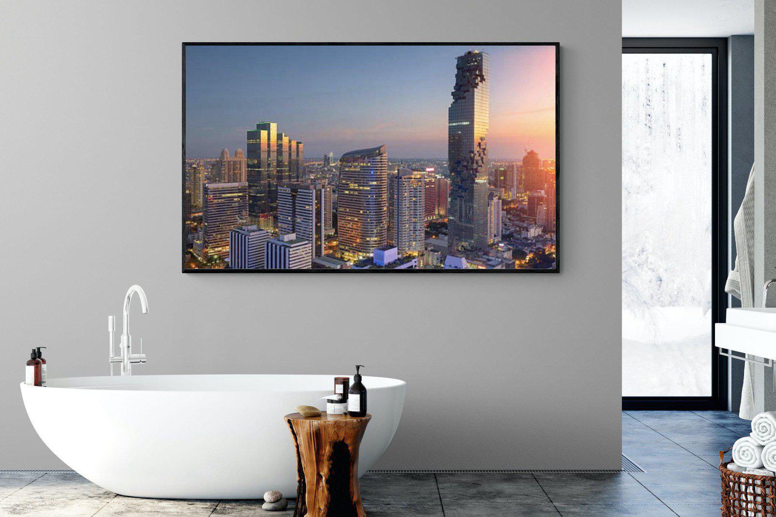 Bangkok City-Wall_Art-180 x 110cm-Mounted Canvas-Black-Pixalot