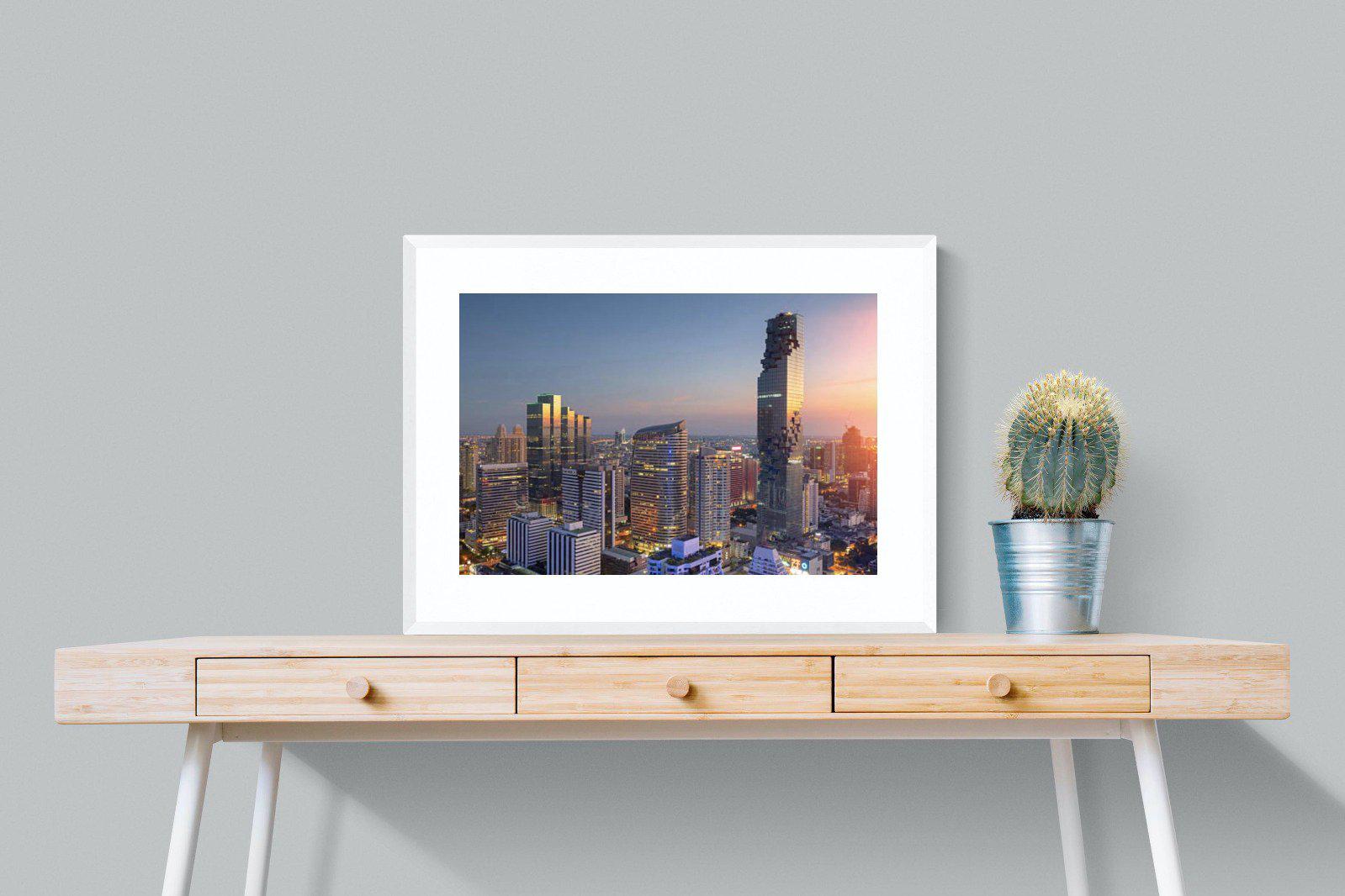 Bangkok City-Wall_Art-80 x 60cm-Framed Print-White-Pixalot