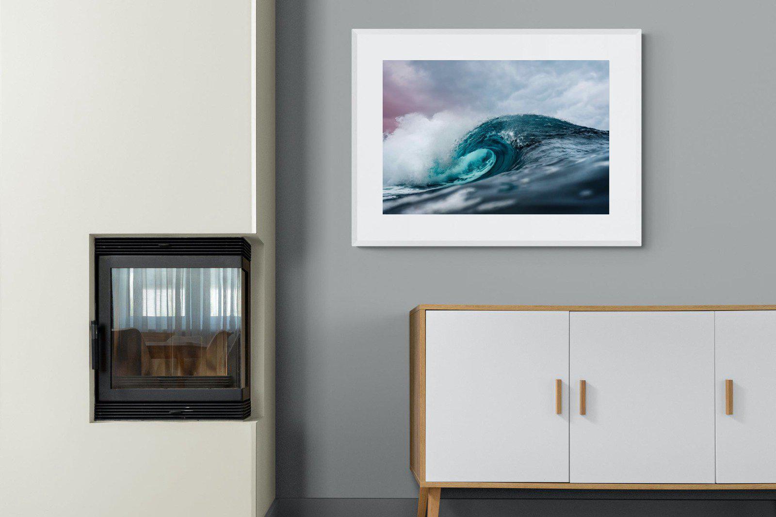 Barrel Wave-Wall_Art-100 x 75cm-Framed Print-White-Pixalot