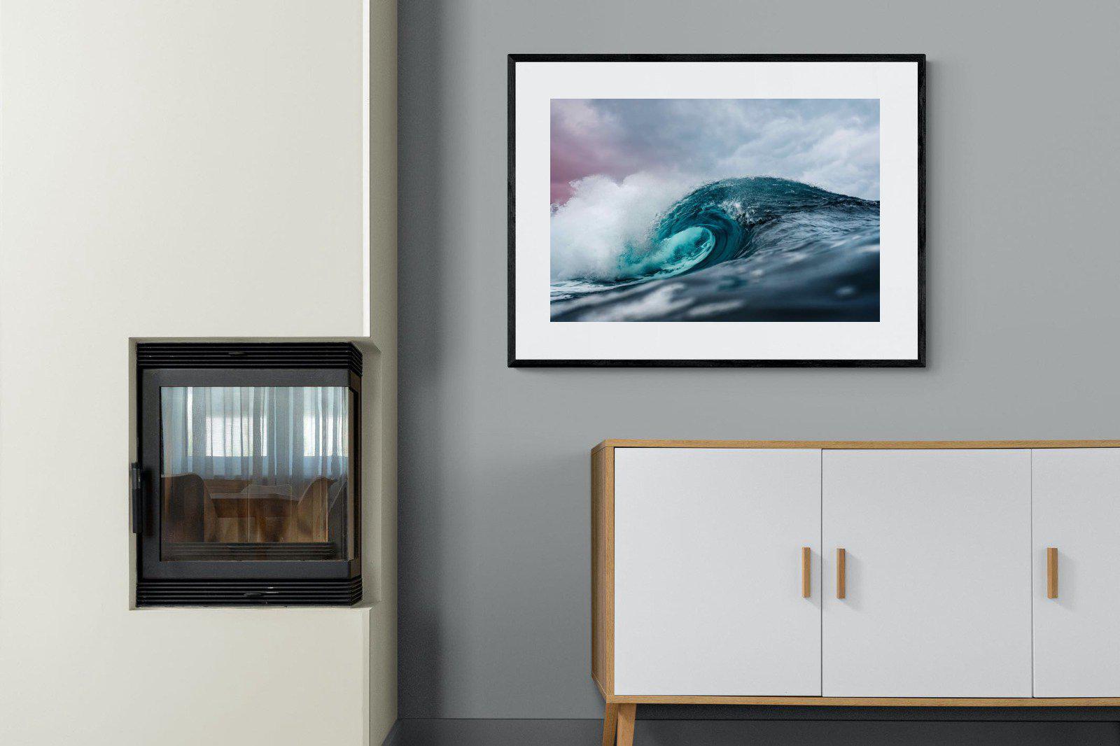 Barrel Wave-Wall_Art-100 x 75cm-Framed Print-Black-Pixalot