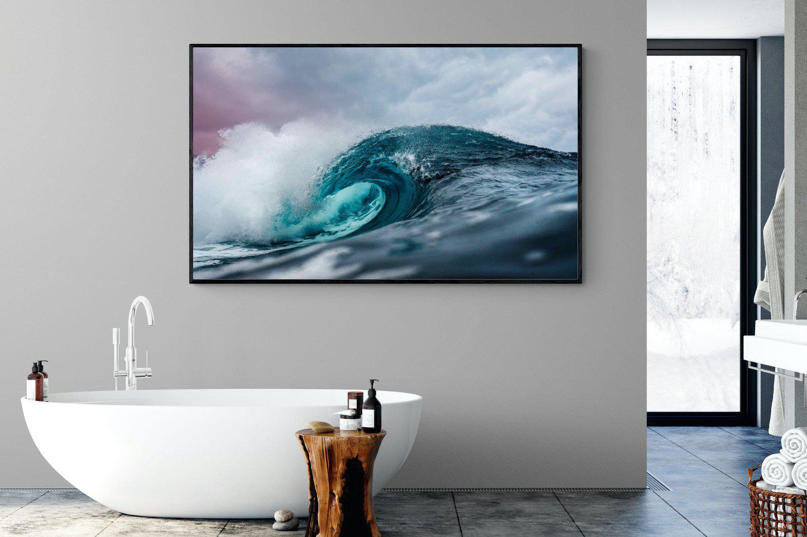 Barrel Wave-Wall_Art-180 x 110cm-Mounted Canvas-Black-Pixalot