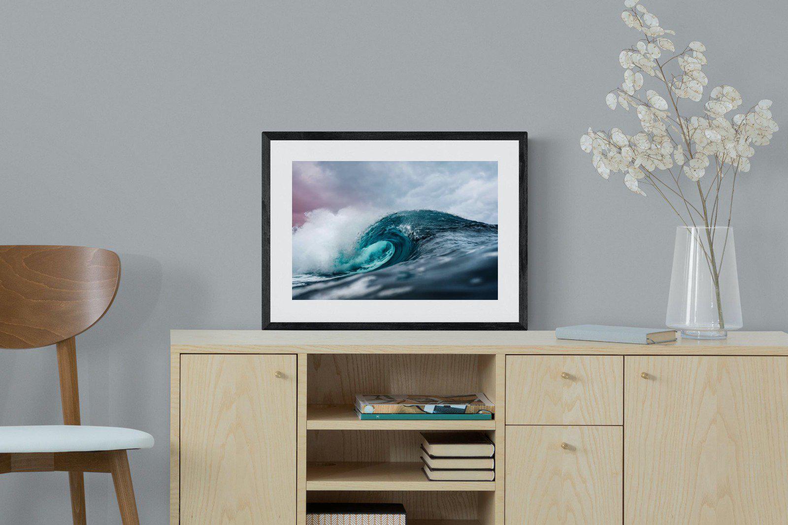 Barrel Wave-Wall_Art-60 x 45cm-Framed Print-Black-Pixalot
