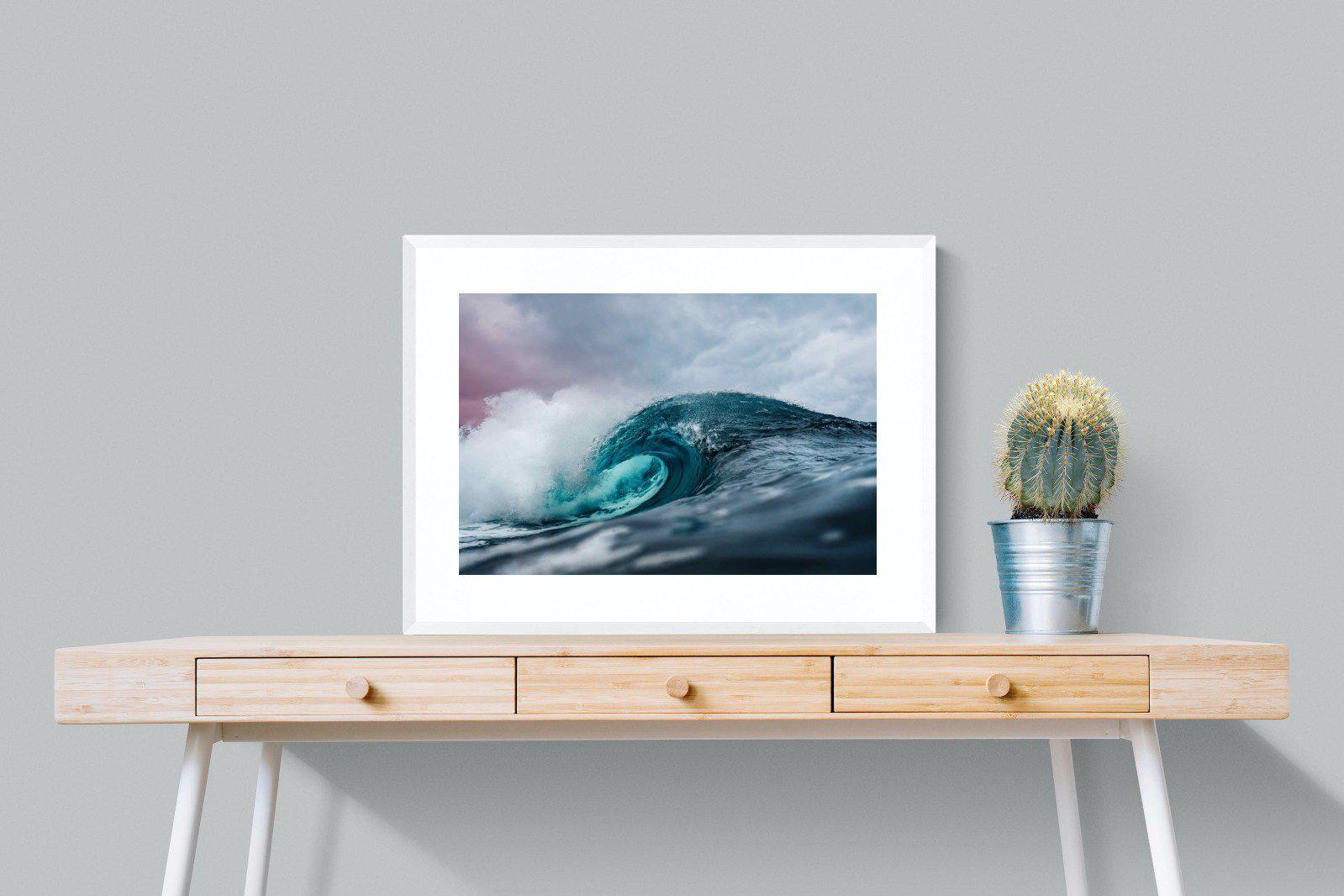 Barrel Wave-Wall_Art-80 x 60cm-Framed Print-White-Pixalot