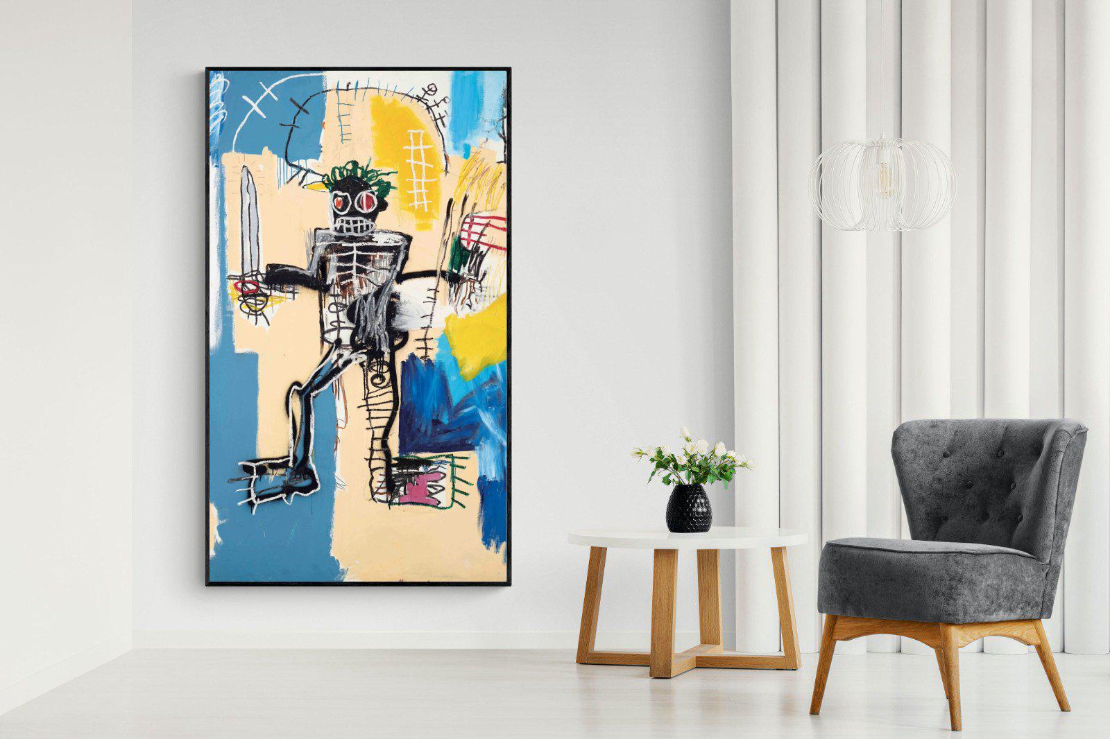Basquiat Warrior-Wall_Art-130 x 220cm-Mounted Canvas-Black-Pixalot