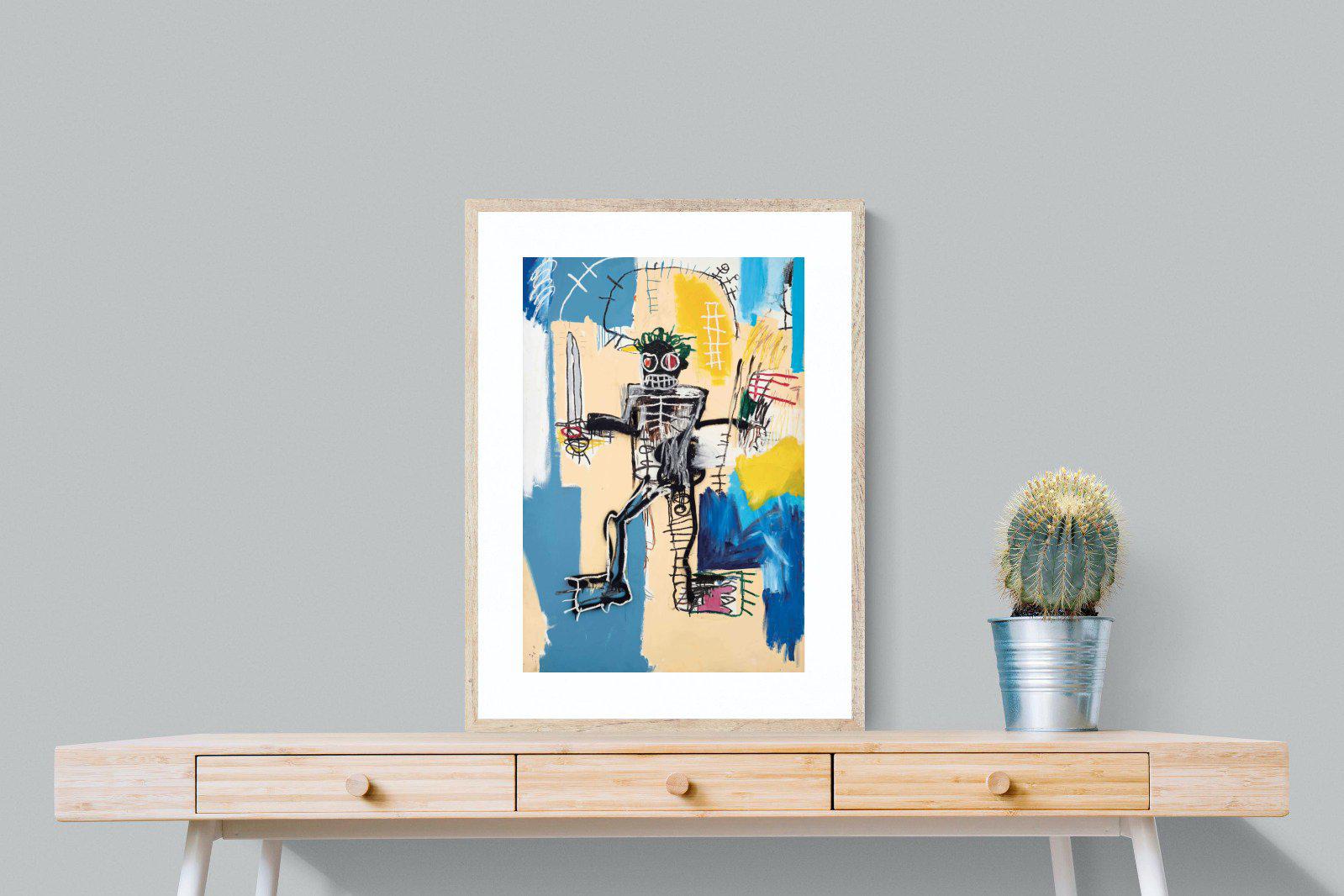 Basquiat Warrior-Wall_Art-60 x 80cm-Framed Print-Wood-Pixalot