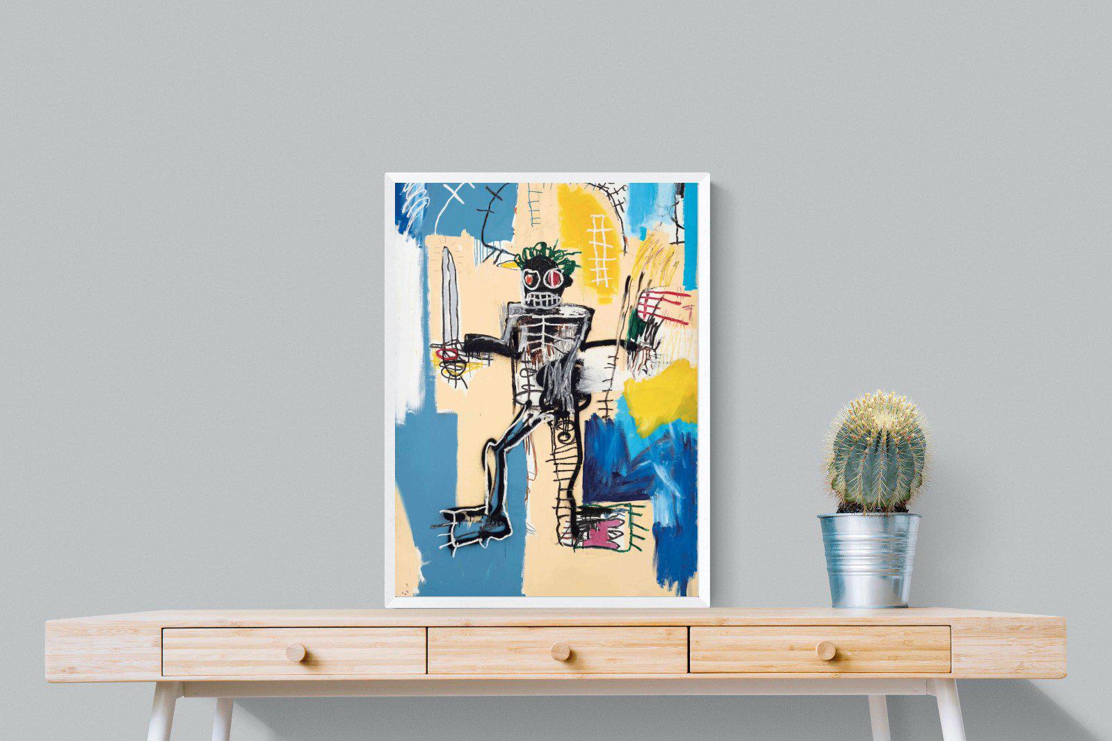 Basquiat Warrior-Wall_Art-60 x 80cm-Mounted Canvas-White-Pixalot