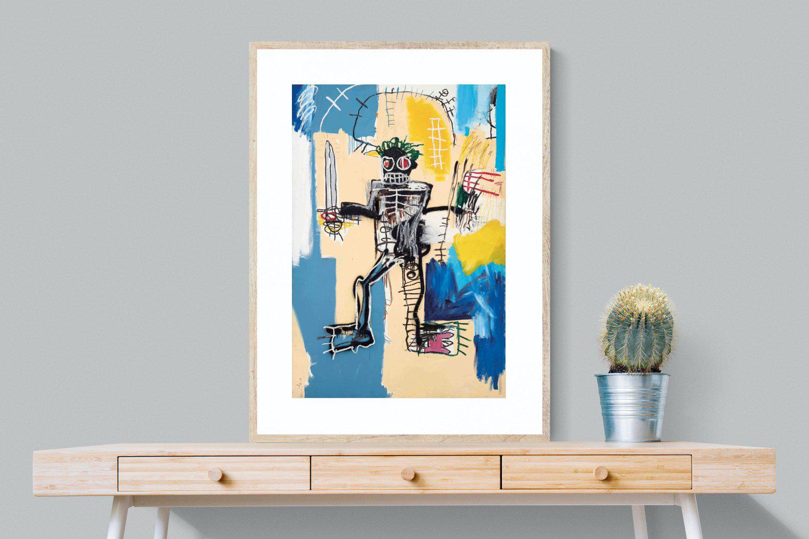 Basquiat Warrior-Wall_Art-75 x 100cm-Framed Print-Wood-Pixalot