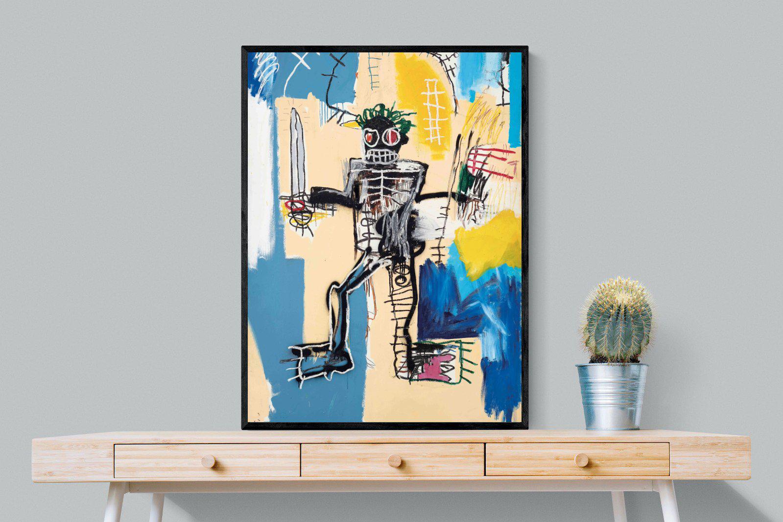 Basquiat Warrior-Wall_Art-75 x 100cm-Mounted Canvas-Black-Pixalot