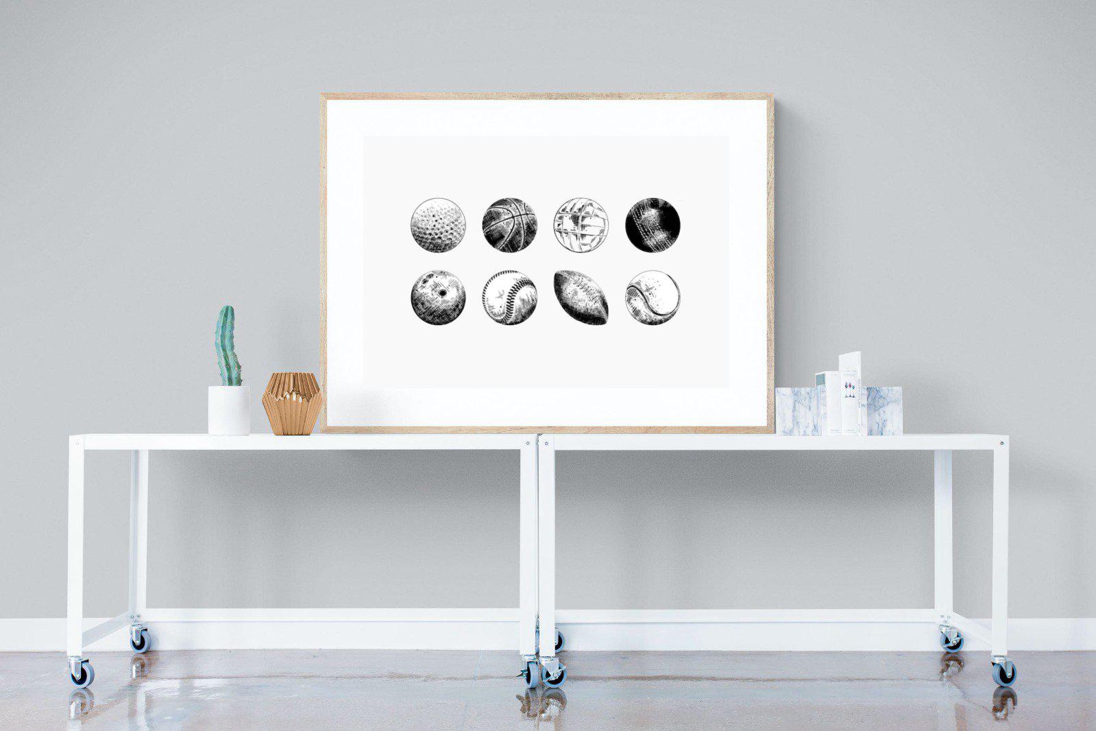 Bat & Ball-Wall_Art-120 x 90cm-Framed Print-Wood-Pixalot