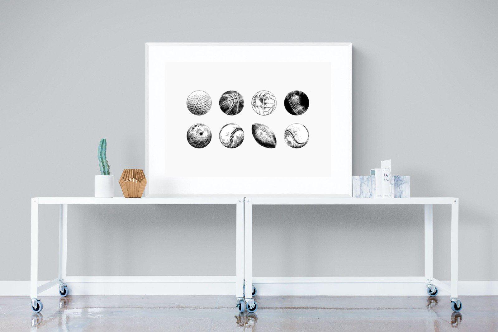 Bat & Ball-Wall_Art-120 x 90cm-Framed Print-White-Pixalot