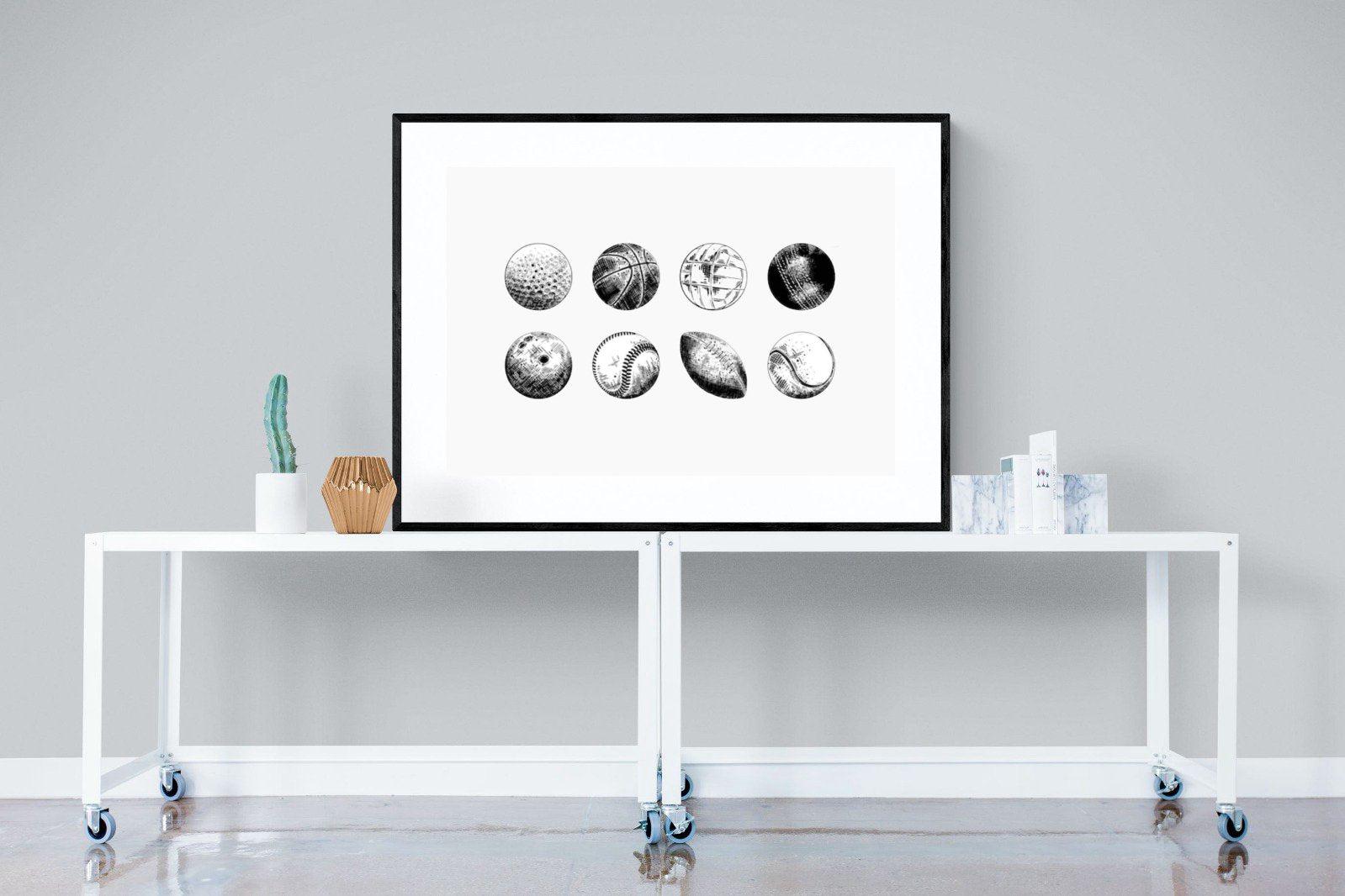 Bat & Ball-Wall_Art-120 x 90cm-Framed Print-Black-Pixalot