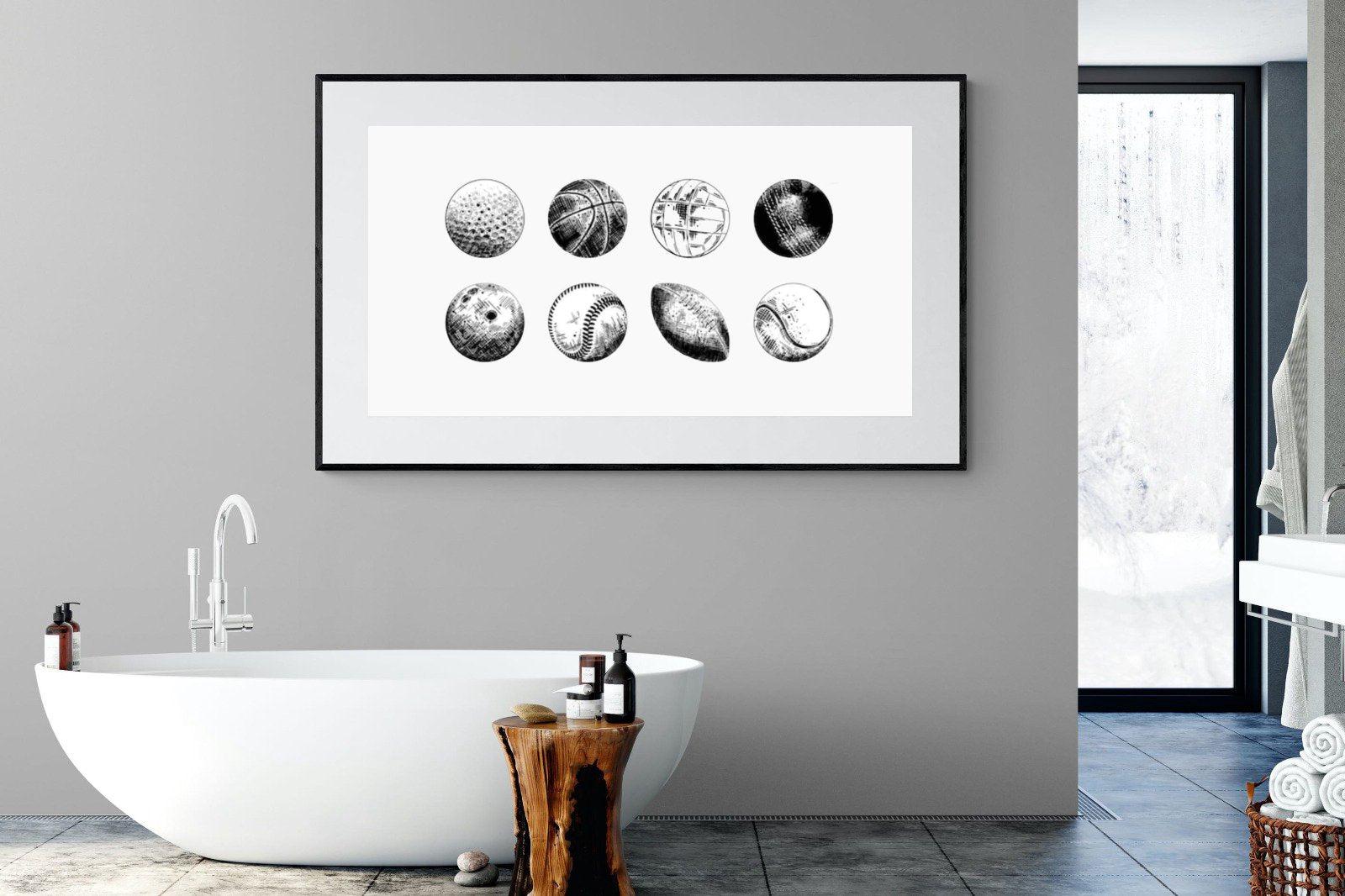 Bat & Ball-Wall_Art-180 x 110cm-Framed Print-Black-Pixalot