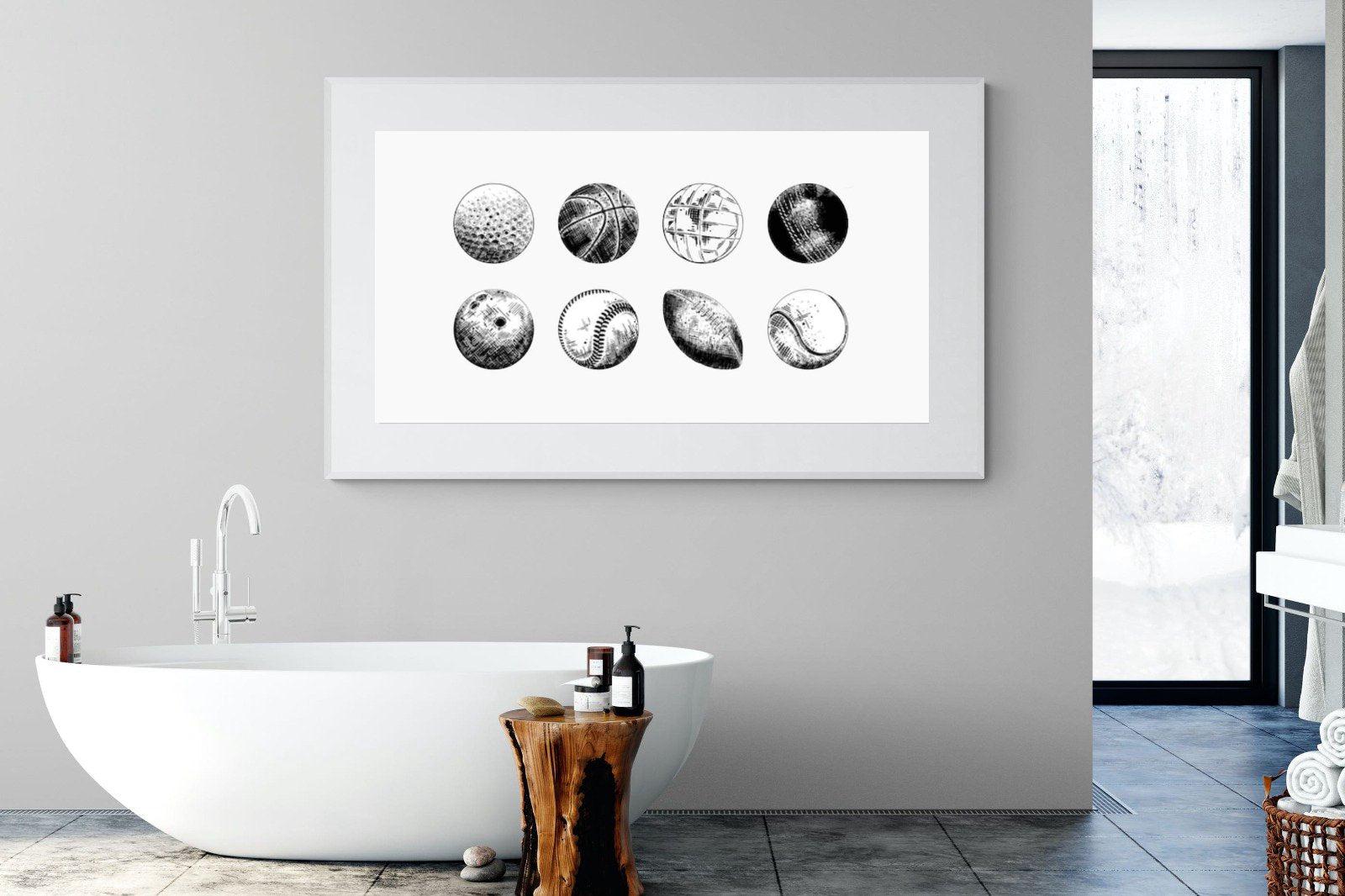 Bat & Ball-Wall_Art-180 x 110cm-Framed Print-White-Pixalot