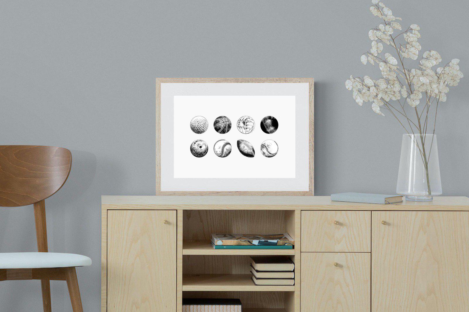 Bat & Ball-Wall_Art-60 x 45cm-Framed Print-Wood-Pixalot