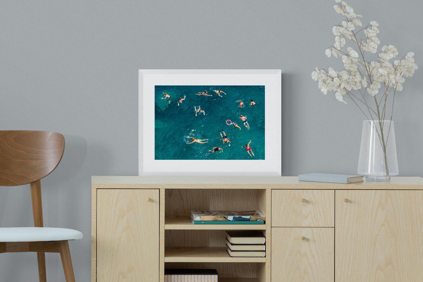 Bathers-Wall_Art-60 x 45cm-Framed Print-White-Pixalot