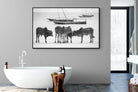 Beach Cattle-Wall_Art-180 x 110cm-Mounted Canvas-Black-Pixalot