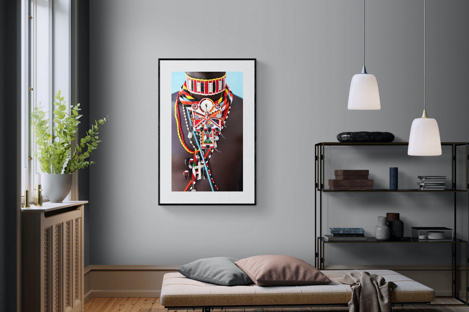 Beaded-Wall_Art-100 x 150cm-Framed Print-Black-Pixalot