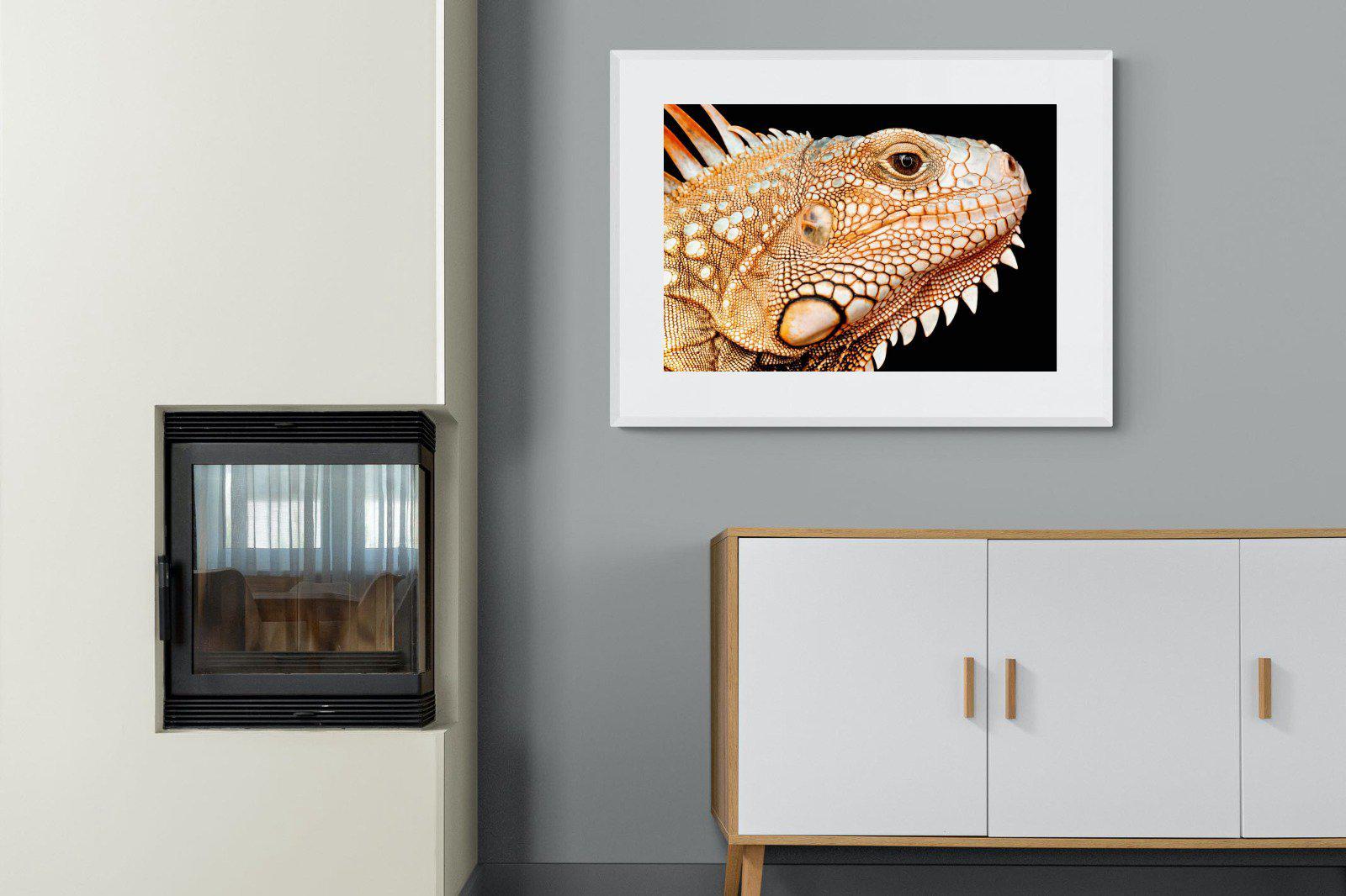Bearded Dragon-Wall_Art-100 x 75cm-Framed Print-White-Pixalot