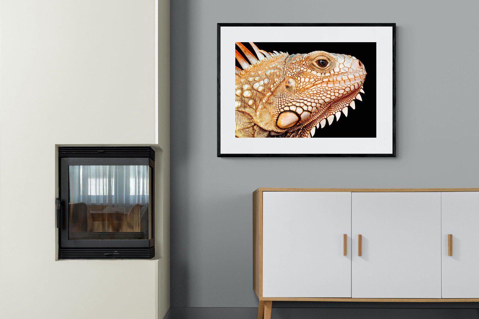 Bearded Dragon-Wall_Art-100 x 75cm-Framed Print-Black-Pixalot