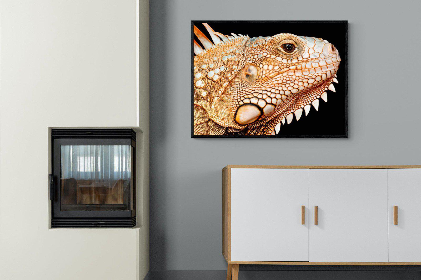 Bearded Dragon-Wall_Art-100 x 75cm-Mounted Canvas-Black-Pixalot